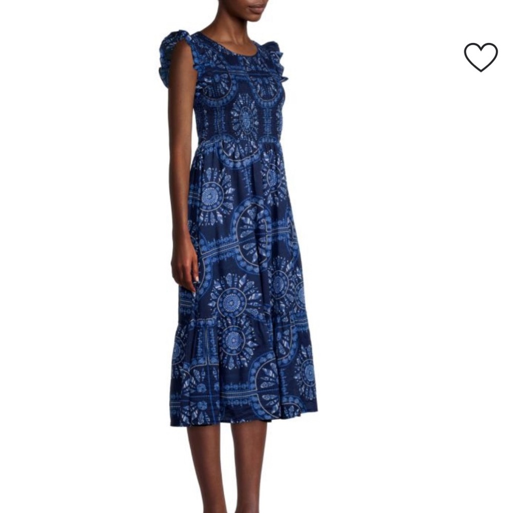 Vineyard Vines Scarf Print Smocked Midi Dress Size Small